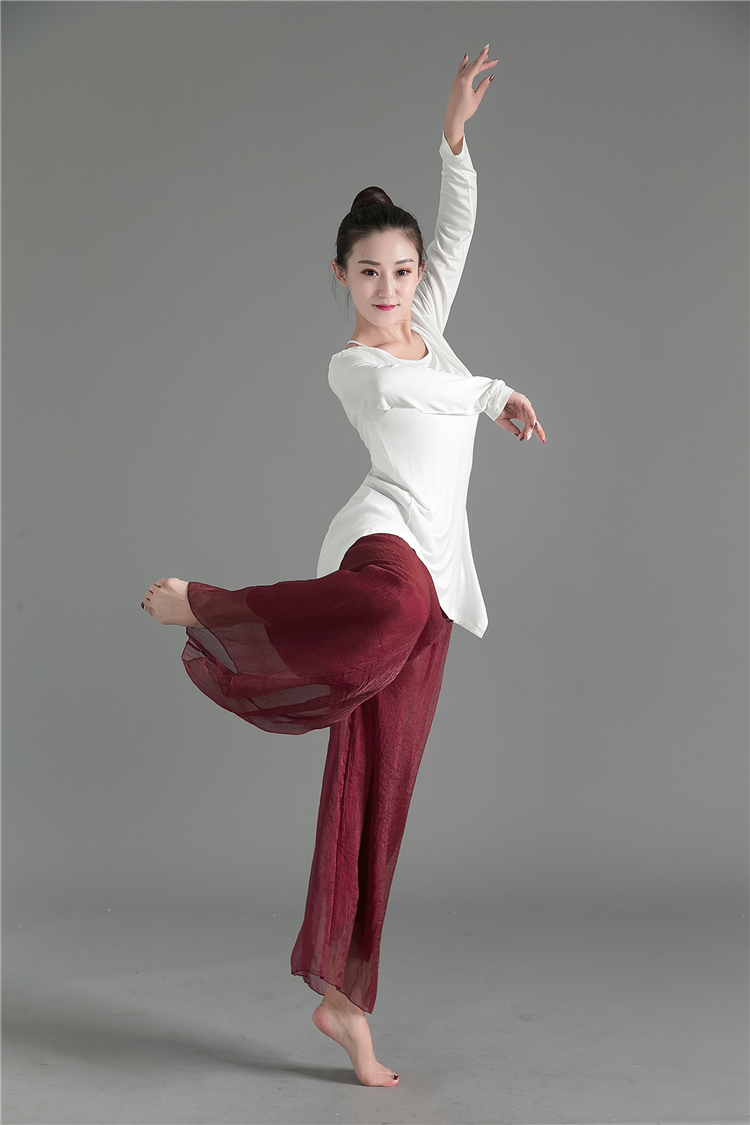Quần áo tập thể dục ba lê hiện đại jazz lỏng lẻo phương thức áo không đều tập thể - Khiêu vũ / Thể dục nhịp điệu / Thể dục dụng cụ giày khiêu vũ nữ gót thấp