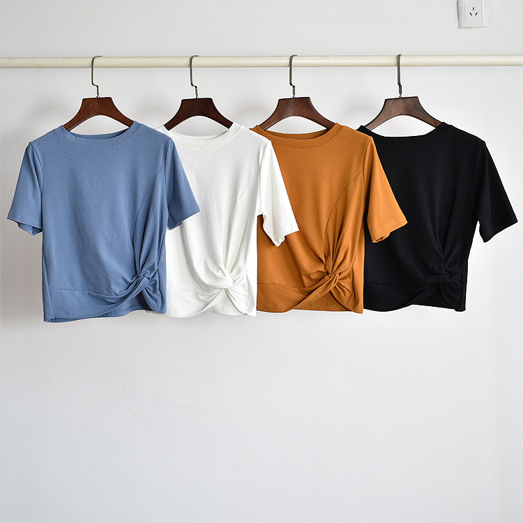 Modern Dance Short Sleeve Dance Suit Women's Body Knotted Short body blouses Modern dance practice Classical Dance Costume