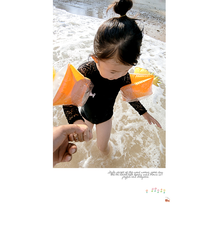 Đồ bơi cho bé gái Công chúa Xiêm ren đen Đồ bơi cho bé gái Đồ bơi bé gái dài tay rỗng đồ bơi be trai 12 tuổi