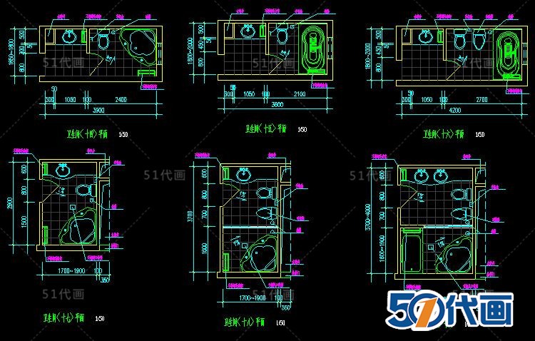 T1893公共厕所卫生间建筑施工CAD图纸SU模型平面方案结构设...-5
