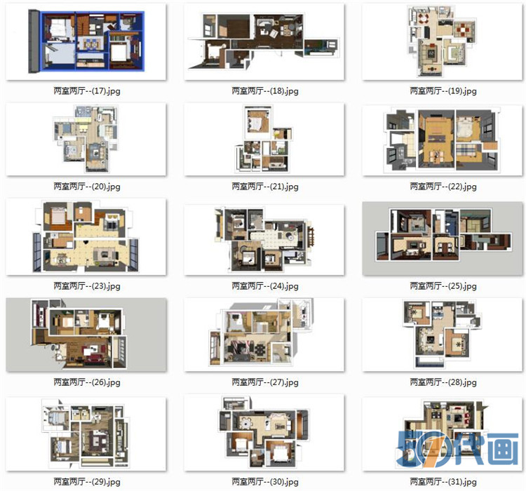 T222住宅家装SU模型北欧中式现代风格室内设计卧室客厅sketc...-6