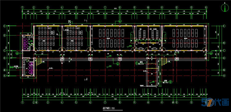 T194学校建筑CAD施工图纸大学中学小学教学楼综合楼平面图...-11