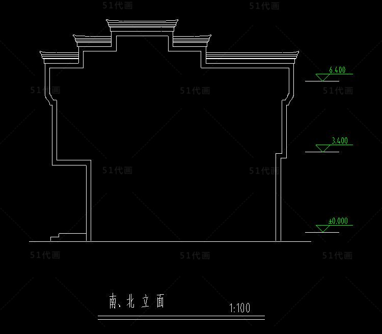 T571徽派建筑SU模型CAD图纸新中式风格古建筑民宿民居四合...-5