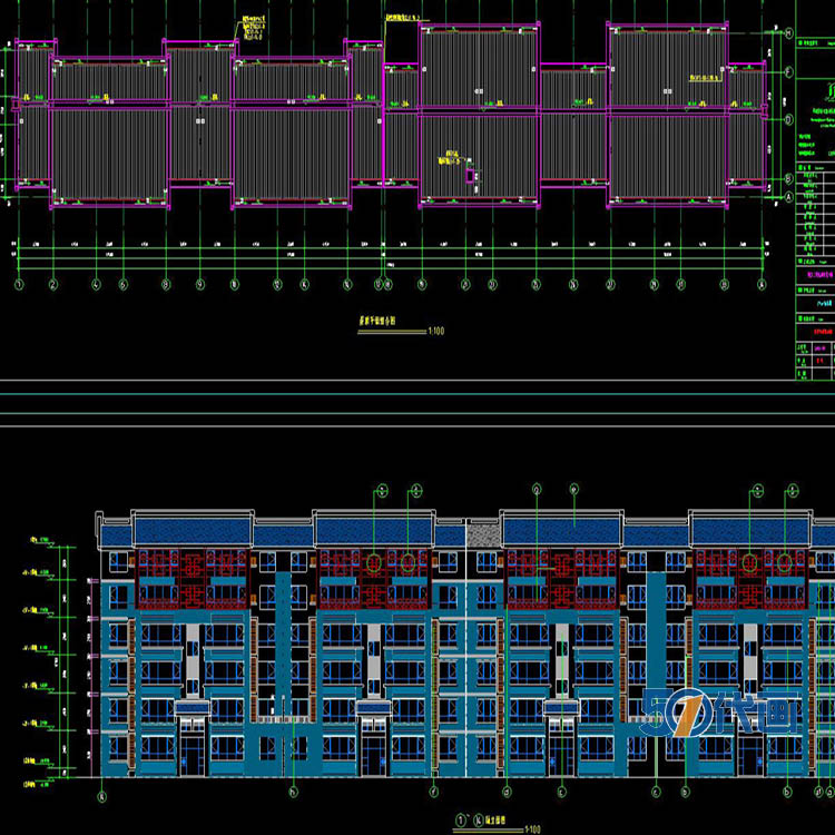 T1951某多层小区框架结构住宅楼建筑设计施工图纸CAD及效果...-17