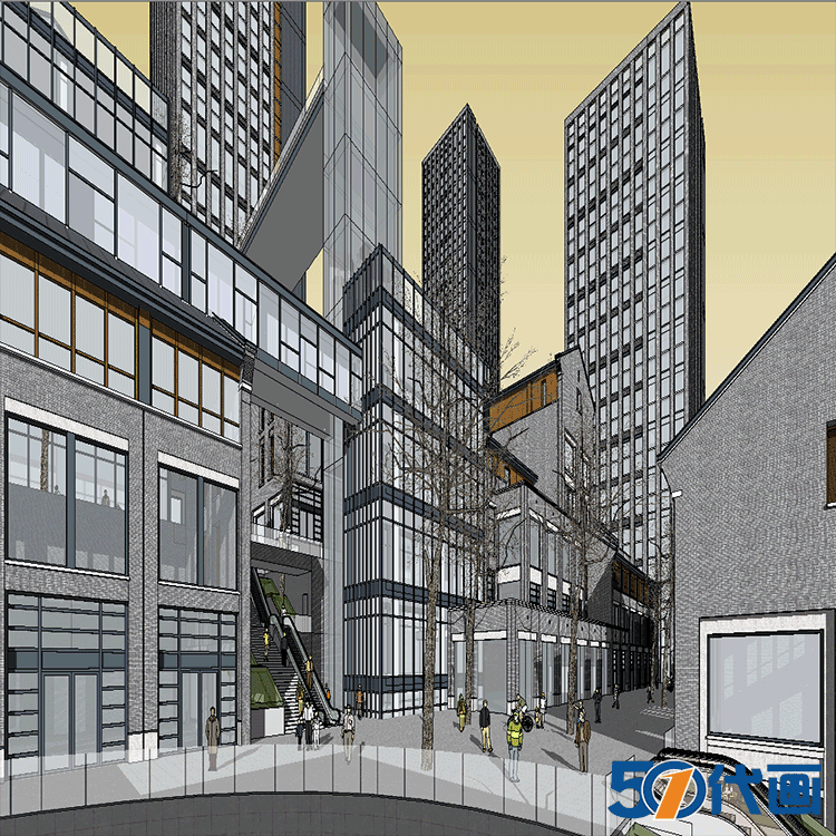 T1957居住区规划SU模型小区建筑方案高层楼盘住宅sketchup设...-9