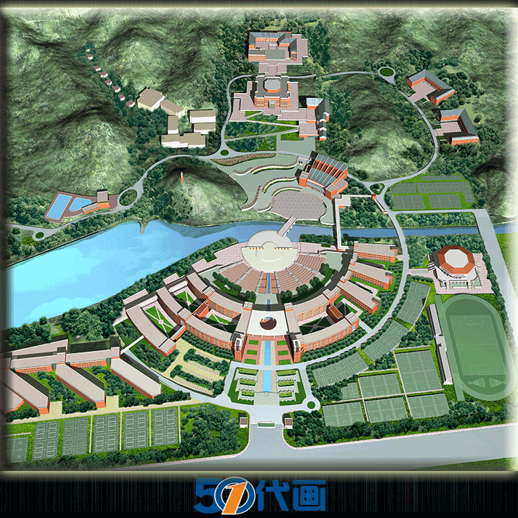 T2138小中大学学校校园建筑规划景观方案设计CAD效果图素材...-5