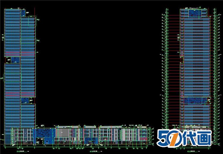 T1698 196米超高层现代风格知名企业办公楼建筑设计CAD施工...-4
