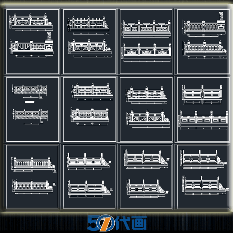 T2194喷泉水池亭子跌水栏杆花架小品节点园林景观设计CAD施...-5