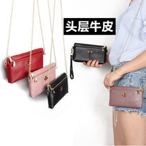 Clutch female 2021 new summer double zipper leather mobile phone coin purse shoulder womens bag messenger chain bag
