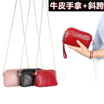 2021 new European and American leather clutch bag female oblique cross small bag clutch bag large capacity cowhide coin purse mobile phone bag