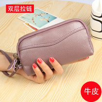 2021 new European and American leather double zipper clutch womens small bag womens large-capacity coin purse womens bag mobile phone bag