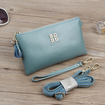 2021 new trend leather clutch female simple cowhide shoulder messenger bag small bag coin purse mobile phone bag tide