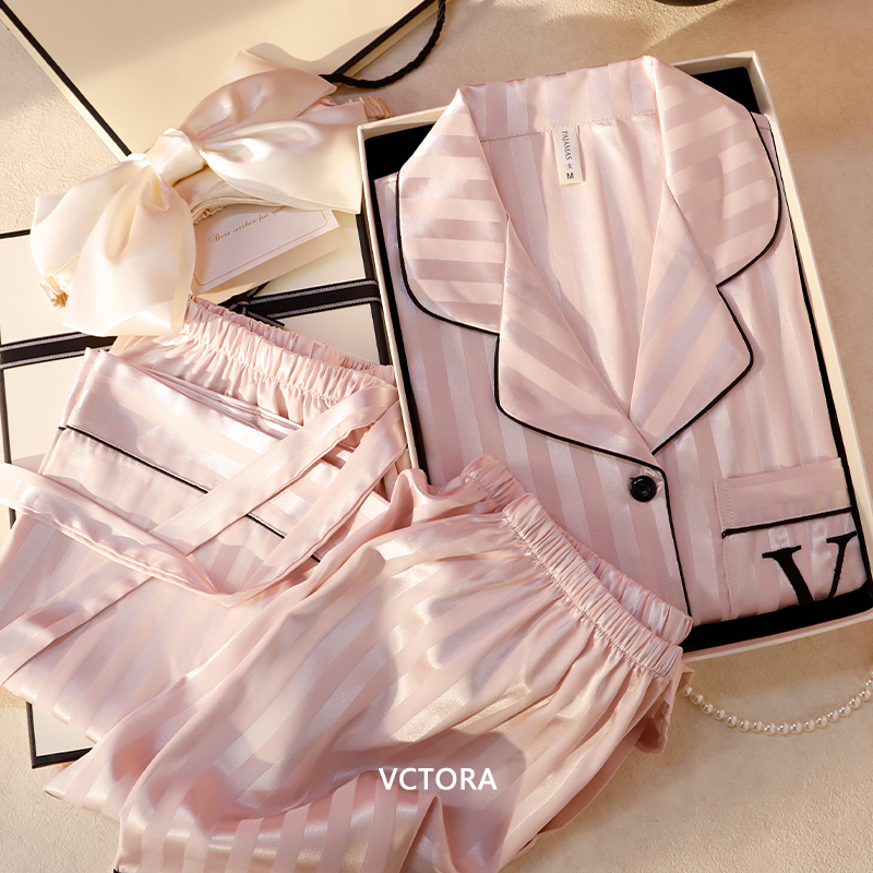 Victoria【Vctora】Silk Pajamas for Women, Spring and Summer Style, a High-End Birthday Gift for Girlfriends and Best Friends