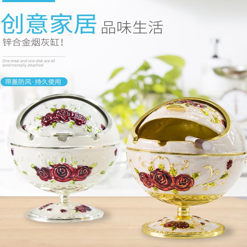 European ashtray creative personality trend home living room metal with lid imitation fly ash cute girl Nordic ashtray