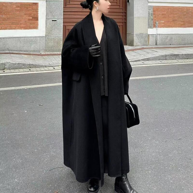 Sheep Wool Double-Sided Woolen Coat for Women, New Winter Style, Bathrobe-Style, Green Fruit Collar, Long, Loose, Belted Woolen Coat Sheep Wool Double-Sided Woolen Coat for Women, New Winter Style, Bathrobe-Style, Green Fruit Collar, Long, Loose, Belted Woolen Coat