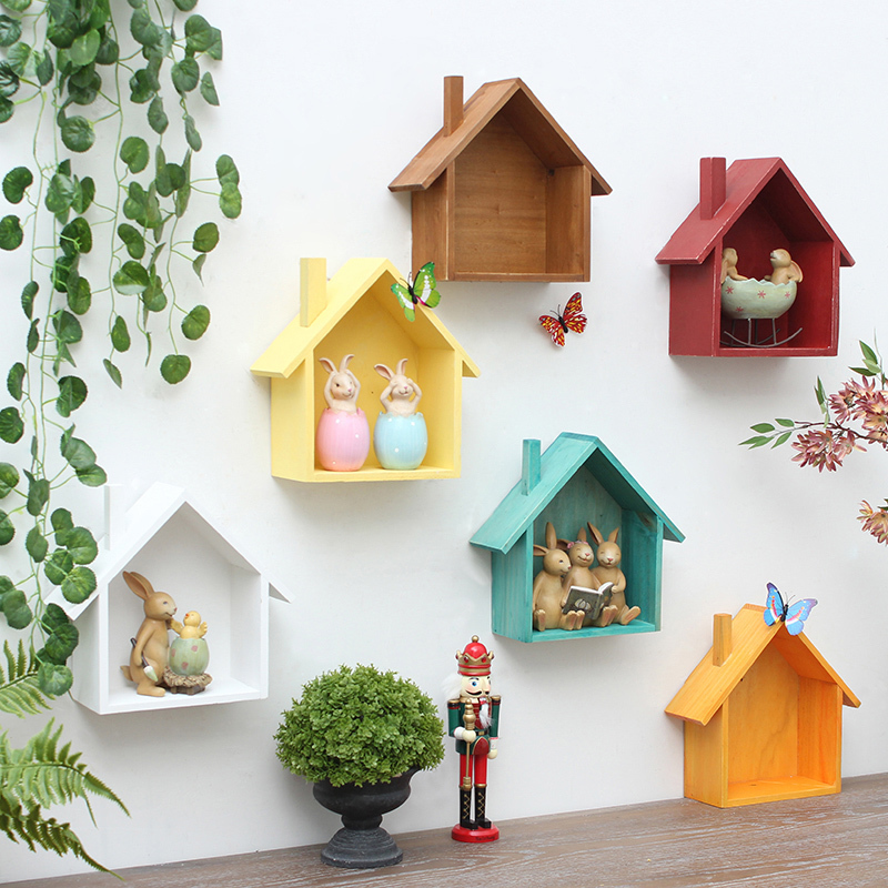 Nordic style color small house bedroom room door wall storage rack wall decoration wall decoration