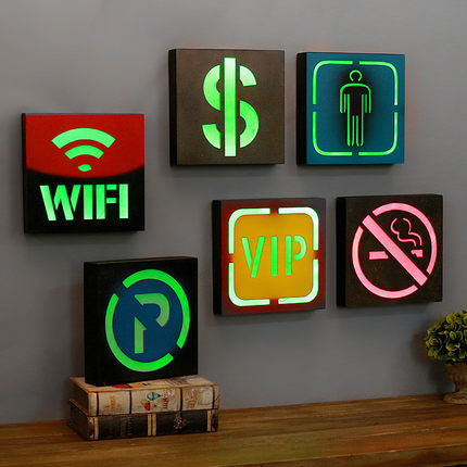 American retro LED light signage wall decoration bar café wall decoration wall decoration pendant wall decoration