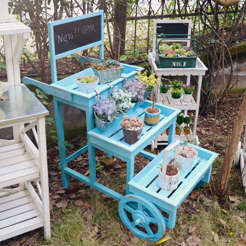 American Countryside Creative Shop Garden Terrace Decoration Flowers Shelf Fields Wood Café Office Soft Decorations