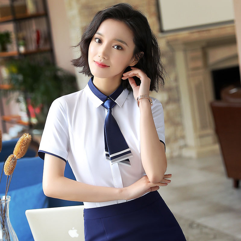 High-End Summer New Business Attire Women's Shirt Slim Fit Short-Sleeved Elegant Lady Business Workwear White Shirt High-End Summer New Business Attire Women's Shirt Slim Fit Short-Sleeved Elegant Lady Business Workwear White Shirt