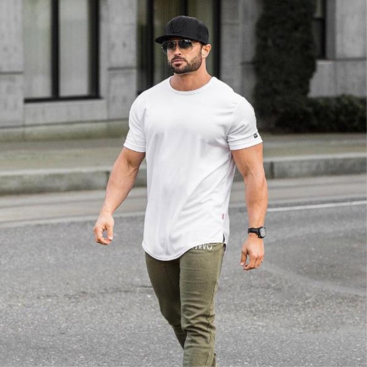 Thể thao Áo thun ngắn tay mùa hè Mới cơ bắp Anh em Cơ bắp thuần túy Slim Fitness Vòng cổ - Áo phông thể thao áo thun dài tay the thao nam