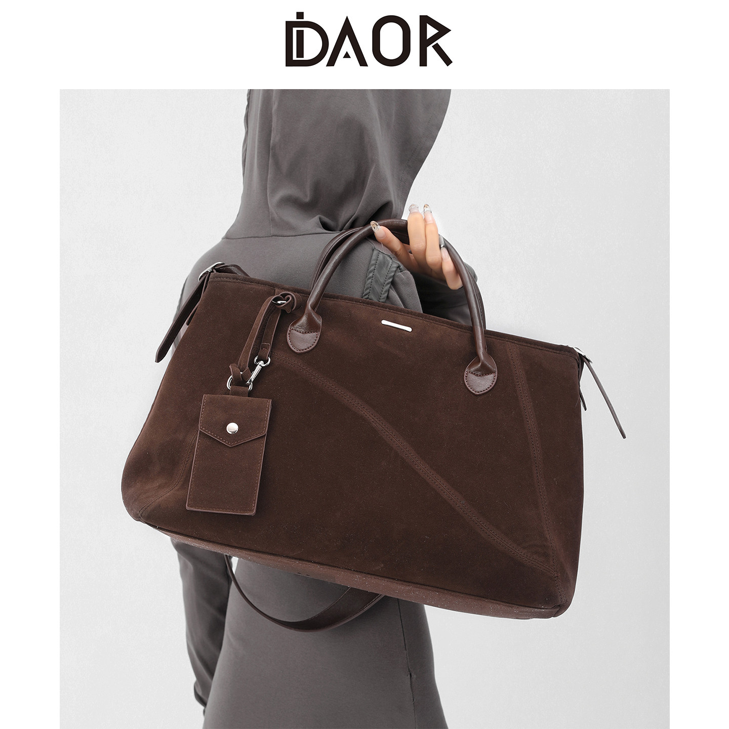 DAOR Suede Travel Tote Bag for Women 2026 Autumn/Winter New Large Capacity Retro Handbag Shoulder Crossbody Bag - Thumbnail 2