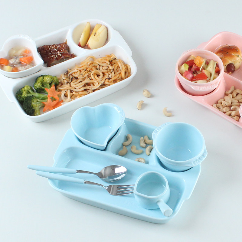 One Person Can Eat Home Ceramic Split Meal Plate Multi Grid Breakfast Divider Plate Creative Japanese Plate Adults
