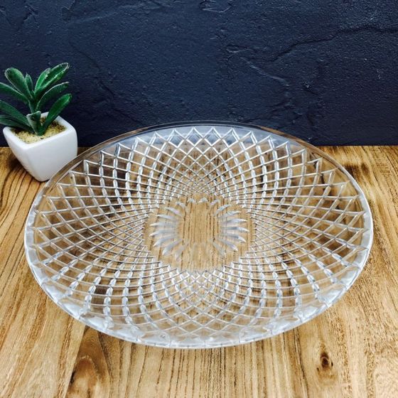 Glass plate tableware home transparent tempered creative KTV bar fruit plate round European glass tray