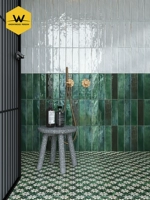 Темно -зеленый градиентный градиент ручной работы кирпичной ванной комнаты ванная комната ванная комната как старые настенные плитки Длинные плитки