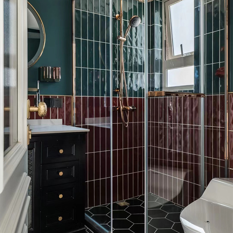 Korean Version Blue Makeup Room Kitchen Magnetic Brick Wall Brick Mesh Red Rice Hall Bathroom Wall Brick Wine Red Ink Green Tile