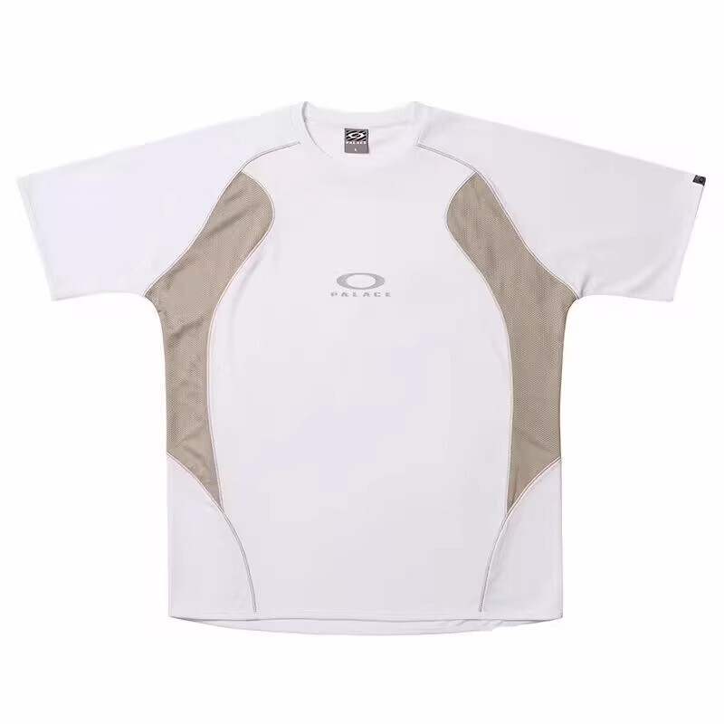 Palace X Oakley Collaboration Patchwork Color-Blocked Letter Logo Print Breathable Sports Short-Sleeve T-Shirt for Men and Women