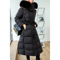 White goose down jacket light 2021 new women's long knee fox fur collar coat winter luxury Y03