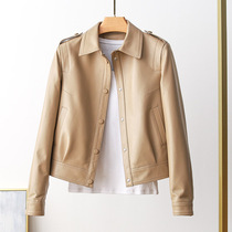 Leather Leather Coat Spring 2021 New Women's Fashion Short Sheepskin Biker Jacket Slim Fit Small Coat M97
