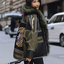 European Heavy Industry Embroidery Parker Clothing Women's Short Rabbit Ball Fox Fur 2021 New Fashion L254