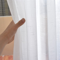 Thickened cross hemp yarn modern simple pastoral pure white living room bedroom bay window curtain finished product customization