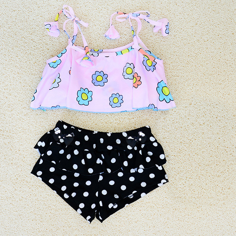 Children's swimwear special price 9 9 two-piece two-piece set 1-3 years old cute boxer print girls middle and small children's swimwear