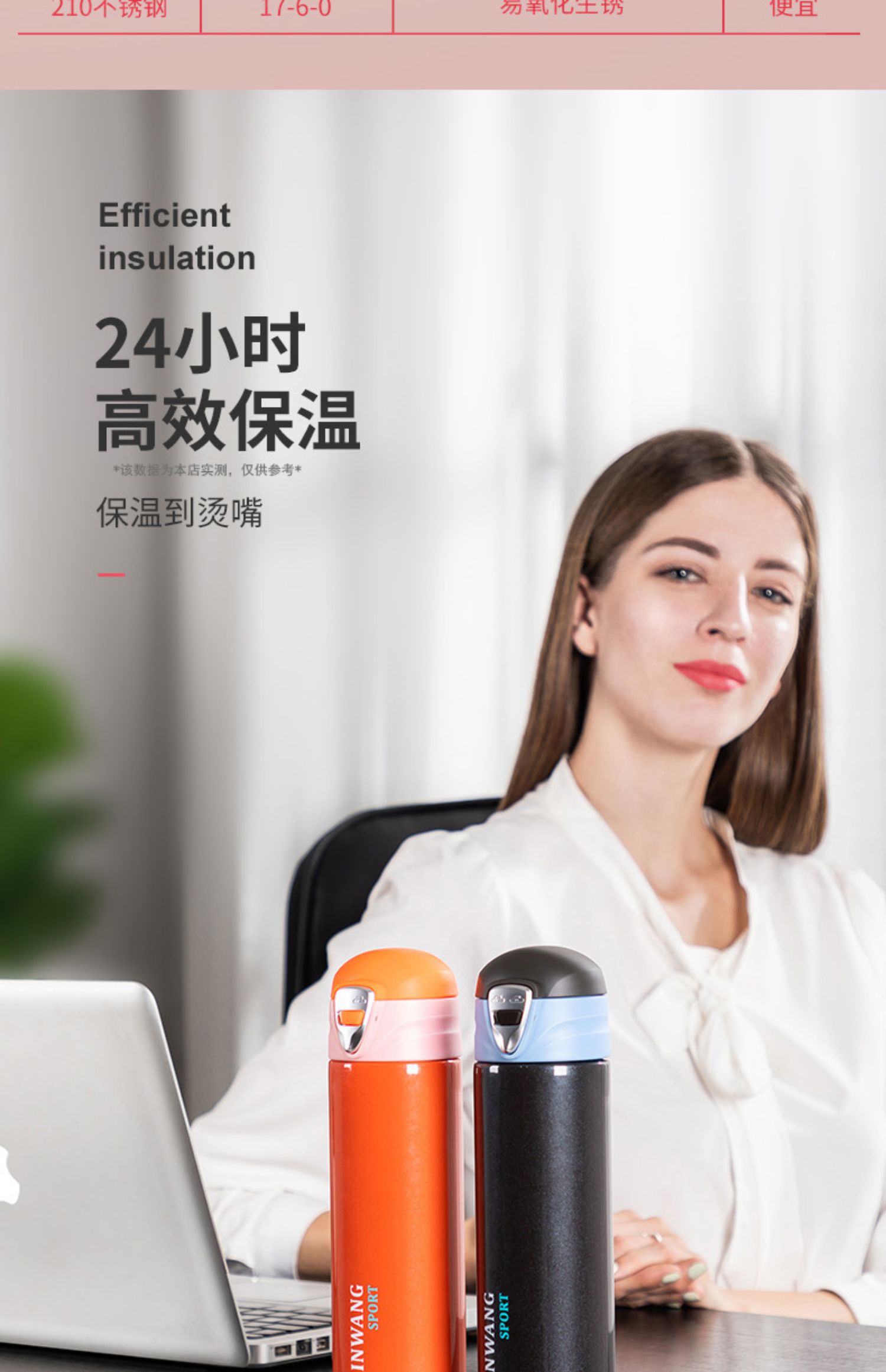 Cốc cách nhiệt Nữ xách tay 316 Thép không gỉ Sinh viên đơn giản Bounce Cover Cup Xe Cup 500ML Chữ tùy chỉnh - Tách bình giữ nhiệt thủy tinh