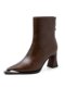 5/7cm two high heels, niche fashion side brushed design genuine leather thick heel short boots, metal pointed fashion boots for women