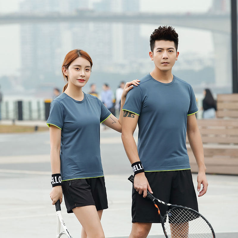 Summer quick-drying t-shirt custom logo short-sleeved round neck overalls men and women work clothes marathon sports running clothing