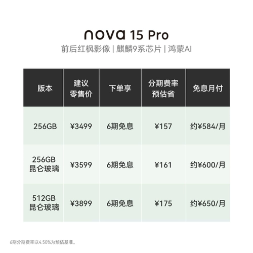 [Государственная субсидия] Huawei nova 15 Pro Kirin 9 серии чип спереди и сзади красный клен изображение 6,9 мм ультратонкий корпус Beidou спутниковые новости Hongmeng мобильный телефон Официальный флагманский магазин Huawei