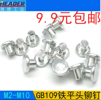 Galvanized GB109 flat head iron rivet hand beating rivet solid rivet knock rivet M2M2 5M3M4M5M6