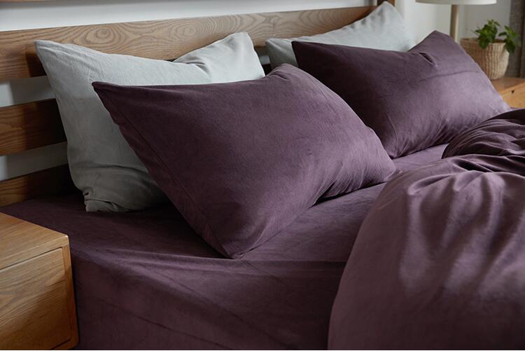 Vỏ gối nhung màu tím đậm làm dày lớp vỏ flannel vỏ gối một cặp vỏ gối 48 * 74 gối cao su non