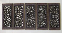 Qing Dynasty Old Wood Carved Flower Board Ancient Play With Nostalgic Wood Ware Wisps Hang Accessories 1 Set Of 5 Pieces Antique Old Objects Collection Hot Pins