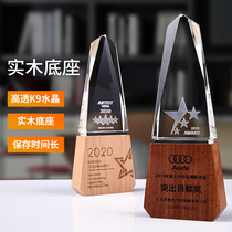 Crystal trophy custom-made creative wooden medal authorization wooden honor plaque Company outstanding staff awards