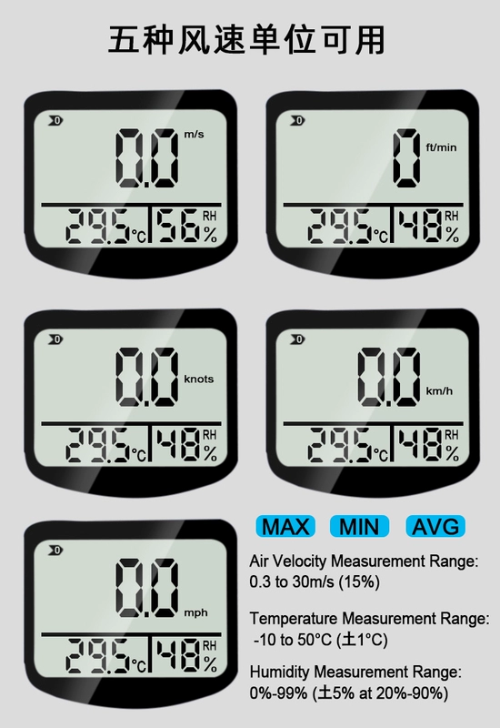 thiết bị đo tốc độ gió Máy đo nhiệt độ và độ ẩm kỹ thuật số cầm tay mini máy đo gió máy đo gió máy đo gió thiết bị đo vận tốc