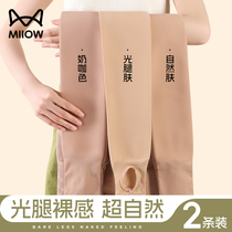 Cat Man Bare Legs Artifact Spring and Autumn Thin Pantyhose Plus Velvet Natural Nude Flesh-Colored Stockings Womens Leggings Autumn and Winter