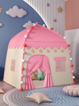 Childrens family small tent is placed in the home room. One-click folding secret base to decorate the princesss dream cabin.
