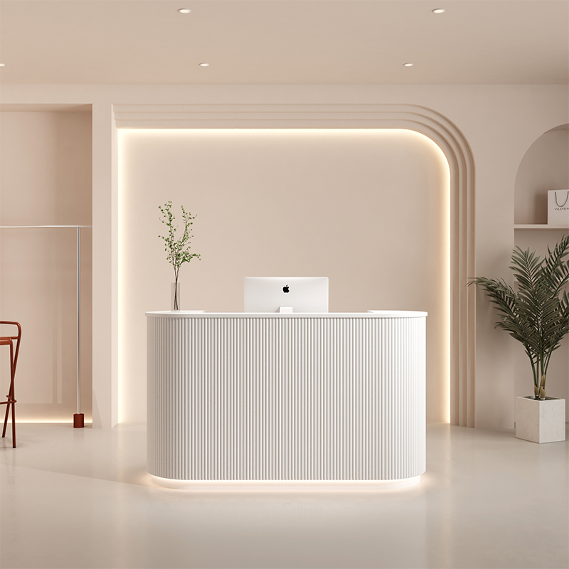 Light Luxury Style Cash Register Counter for Small Clothing Stores, Nail Salons, Bar Counters, Simple Beauty Salon Reception Desk, Arc-Shaped