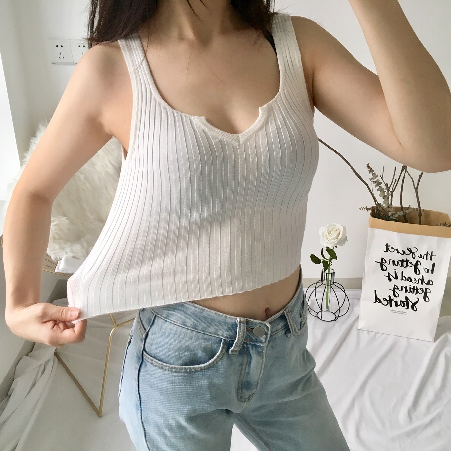 Kem gạo có cùng đoạn Tôi là siêu mẫu lưới đỏ 2018 hè mới co giãn lớn dây đeo vest nữ màu trắng đồ bơi nữ