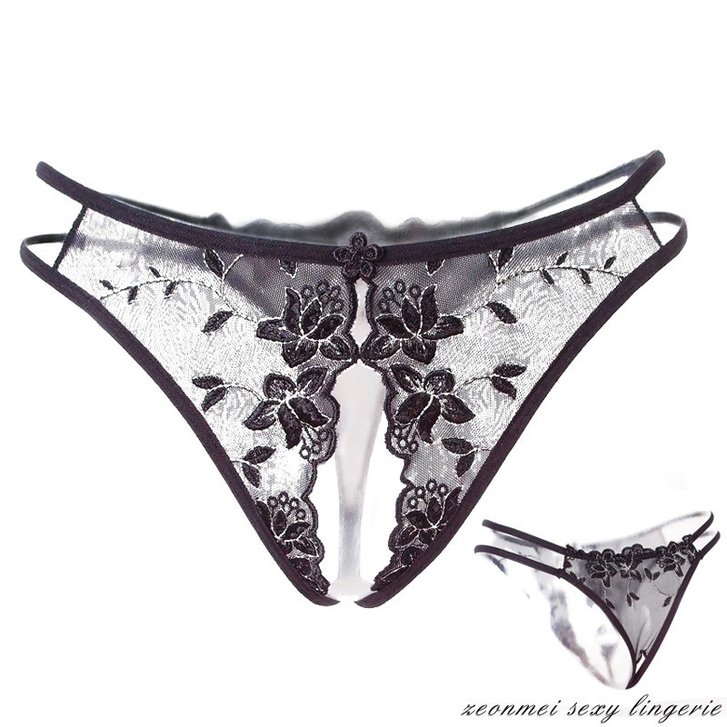 Sexy underwear sexy open panties female thong embroidery print triangle underwear passion perspective sexy underwear