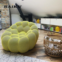 Nordic design creative pumpkin shape three-person bubble honeycomb model room rest area special-shaped football sofa